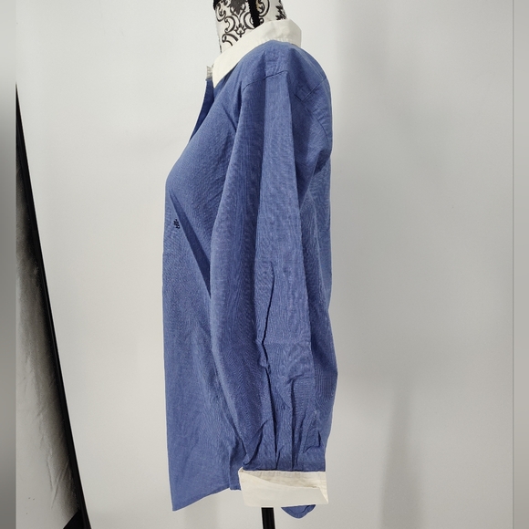 Lauren Ralph Lauren Blue and White Button Down Shirt Women's Size 4 - Picture 7 of 11